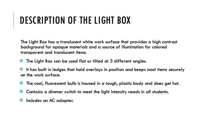 Description of the Light Box