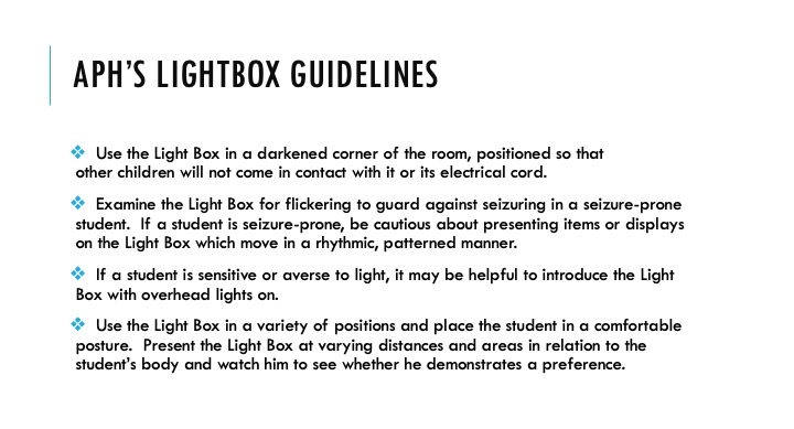 APH’s Lightbox Guidelines